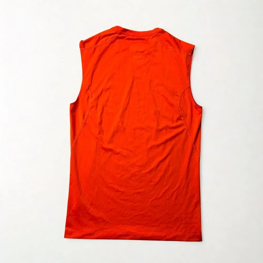 Nike Pro Combat Shirt Mens XL Orange Dri Fit Compression Sleeveless Athletic
